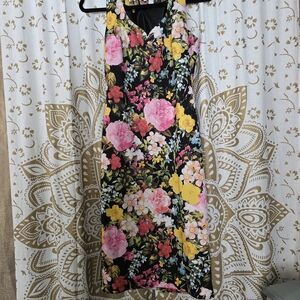 New York & Company Black Floral Midi Dress